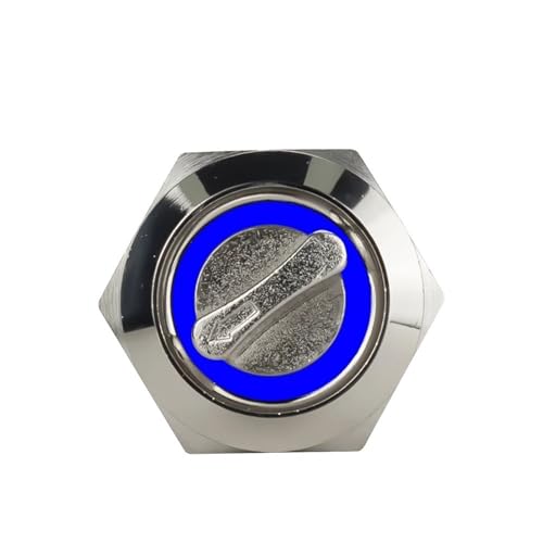 19mm 2 3 Positionsschalter Druckschalter DPDT Beleuchteter Metallwahlschalter Drehschalter mit LED Edelstahl 1St(Blue,3 POSITION_12-24V) von WBCDXCBB