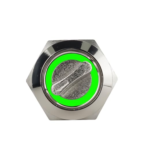 19mm 2 3 Positionsschalter Druckschalter DPDT Beleuchteter Metallwahlschalter Drehschalter mit LED Edelstahl 1St(Green,2 POSITION_3-6V) von WBCDXCBB