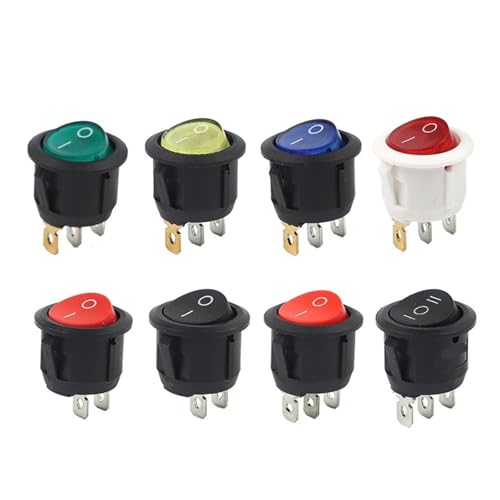 23MM 2/3 Position Runde Wippschalter Elektrische Ausrüstung Mit Licht Power Push Button Schalter 10Pcs(Red Light Black) von WBCDXCBB