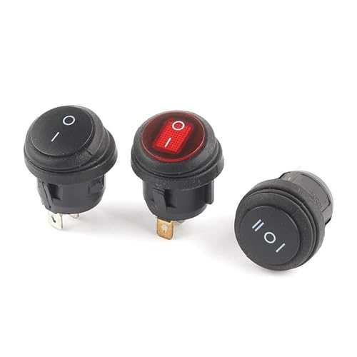 25mm Runder Hochleistungs-SPST-Wippschalter Netzschalter mit Licht 6A/10A 250V KCD1 5St(3Pin Green Light) von WBCDXCBB