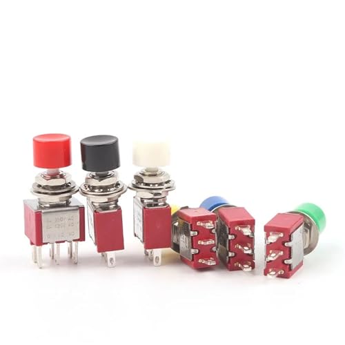 3Pin 6Pin C-NO-NC 6mm Momentary Automatische Rückkehr Push Button Schalter 5A125V/2A250V Kippschalter 5Pcs(3 Pin Green) von WBCDXCBB