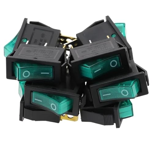 AC 250 V/15 A, 30 x 13,5 mm SPST 3-poliger 2-Positionen-Mini-Boots-Wippschalter, 10 Stück(2D3P-Green) von WBCDXCBB