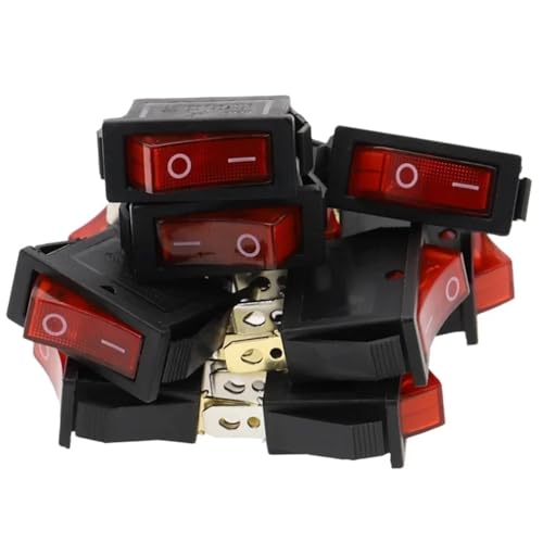 AC 250 V/15 A, 30 x 13,5 mm SPST 3-poliger 2-Positionen-Mini-Boots-Wippschalter, 10 Stück(2D3P-Red) von WBCDXCBB