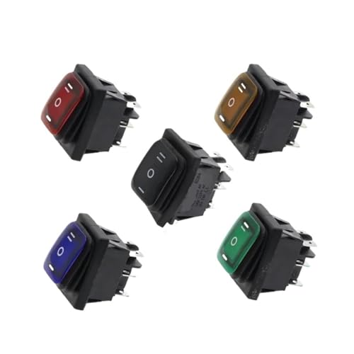 Ein-Aus-Ein 220 V 6 PinAC DPDT IP67 Wippschalter mit LED 30 x 22 mm 10 Stück(3D6P-Yellow) von WBCDXCBB