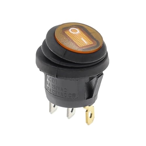 Ein Aus Fahrzeug Boot Schalter Rundschalter SPST 3Pin Wippschalter 6A 10A 250V 125V AC LED 1Pcs(Yellow) von WBCDXCBB