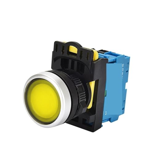GELBE LED LA36M 22mm 10A LED Momentary Locked Power Push Button On Off Mit/ohne Fixierung 1Pcs(1NO,MOMENTARY_220V) von WBCDXCBB