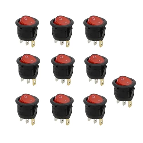 KCD1 12V / 220v EIN/AUS 20mm Runder Wippschalter 10St(Red,DC 12V) von WBCDXCBB