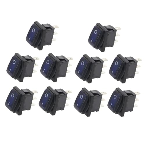 KCD1 12V 220V Maschine Taste Wippschalter 10Pcs(2D3P-Blue,220V (ON-OFF)) von WBCDXCBB