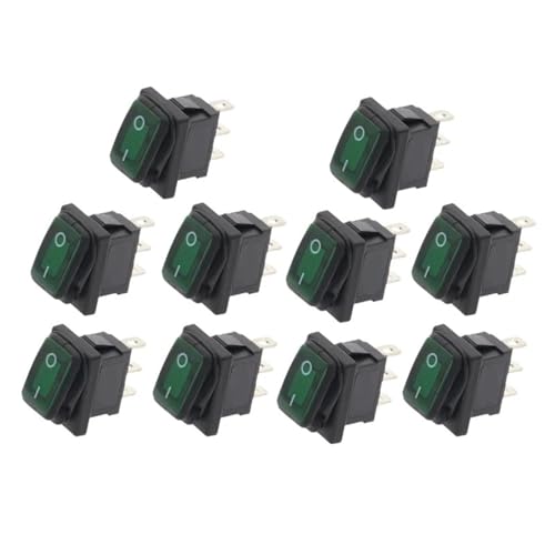 KCD1 12V 220V Maschine Taste Wippschalter 10Pcs(2D3P-Green,220V (ON-OFF)) von WBCDXCBB