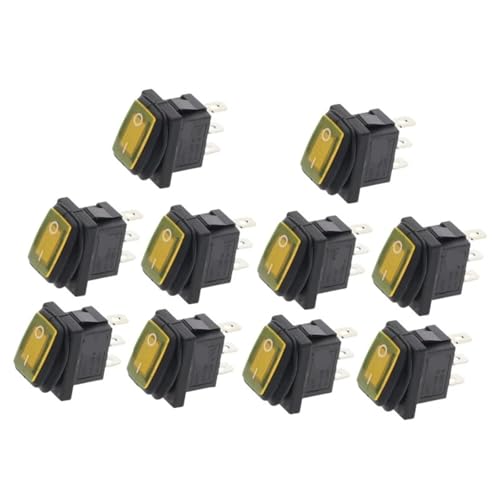 KCD1 12V 220V Maschine Taste Wippschalter 10Pcs(2D3P-Yellow,220V (ON-OFF)) von WBCDXCBB