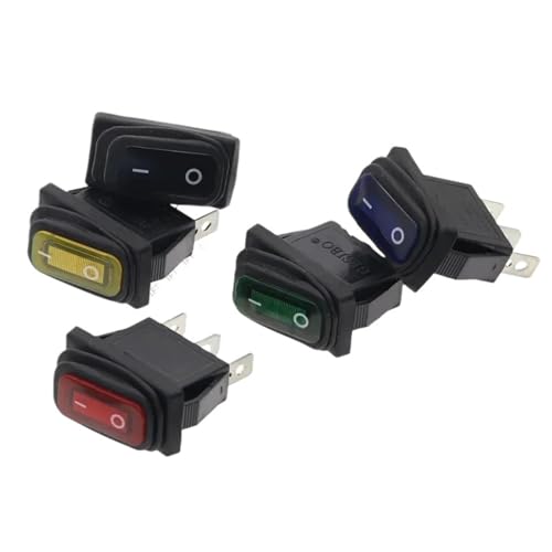 KCD3 34x17,5mm 3 Pin 12V 220V LED Licht 20A An/Aus Rechteckig Lang Wippschalter 10St(2D3P-Yellow,12V (ON-OFF)) von WBCDXCBB