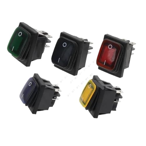 KCD4 12V 220V Vier Füße AUF OFF Rot Grün Mit Lichter 4PIN Rocker Power Schalter 10Pcs(2D4P-Yellow,220V) von WBCDXCBB