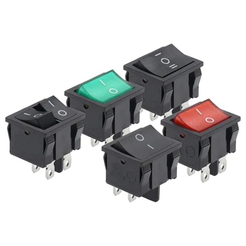 KCD5 21x24mm 21 * 24mm Wippschalter Kit 4 Pin 6Pin 2 Position 3 Position 6A/12A 250VAC Netzschalter 1Pcs(4Pin Green Light) von WBCDXCBB