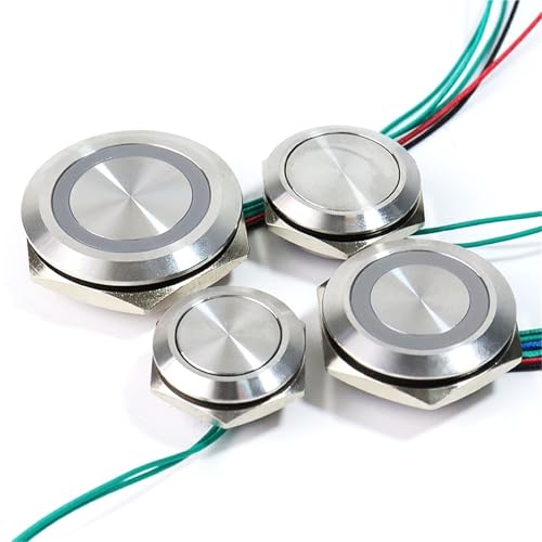 Momentaner selbstrückstellender Metall-Druckknopfschalter mit Kabel, 1 Stück(16_BLACK_3-6V) von WBCDXCBB