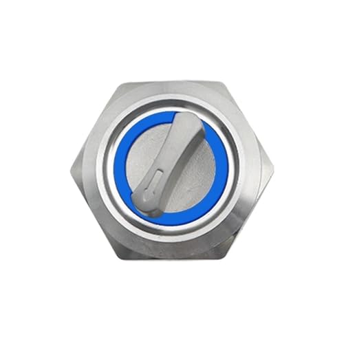 Momentary 19mm 2 3 Position Metall Wahlschalter Drehschalter Rastend Druckknopfschalter mit 12V 220V LED beleuchtetem Schalter 1Stk(Bule Led,3 POSITION_12-24V) von WBCDXCBB