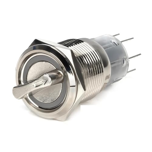 Momentary 19mm 2 3 Position Metall Wahlschalter Drehschalter Rastend Druckknopfschalter mit 12V 220V LED beleuchtetem Schalter 1Stk(White Led,3 POSITION_3-6V) von WBCDXCBB