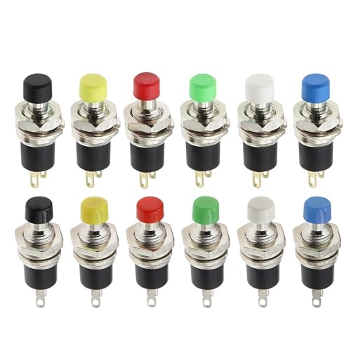 PBS-110 7MM Momentary Push Button Switch Drücken Sie den Reset-Schalter Momentary ON OFF Push Button Switch 6Pcs(Gold Plating,AUTO LOCK_RED) von WBCDXCBB