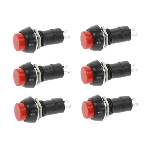 PBS-11A PBS-11B 12mm Selbsthemmend/Selbstrückstellend Kunststoff-Druckknopfschalter 3A 250V AC 6Farben 6Stk(Red,Self-reset) von WBCDXCBB