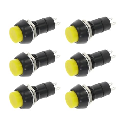 PBS-11A PBS-11B 12mm Selbsthemmend/Selbstrückstellend Kunststoff-Druckknopfschalter 3A 250V AC 6Farben 6Stk(Yellow,Self-reset) von WBCDXCBB