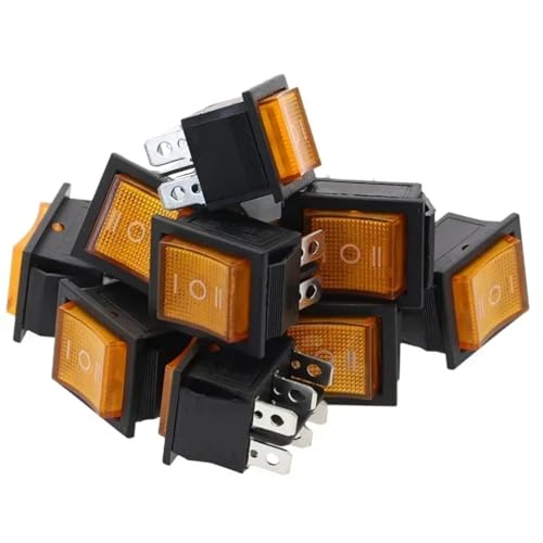 Wippschalter Power Switchs mit Licht KCD4 16A 250VAC 10Pcs(Yellow) von WBCDXCBB