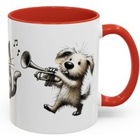 Mug, Whimsical Hamster Cat & Dog Playing Musical Instruments, Sketchy Hand-Drawn Design, Music Lover Gift, Animal Saxophone von WBCreativeWorkshop