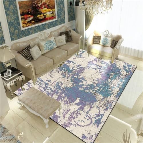 WBDYMX 170X240Cm Carpets Kinder Teppich Waschbarer, Abstrakter, Einfacher Muster-Wohnzimmer-Teenager-Universal-Kurzhaarteppich Lila von WBDYMX
