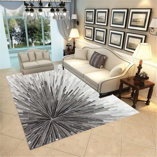 WBDYMX Anti Rutsch Matte Teppich deko fürs Zimmer 170x230CM Wohnzimmer weich Grau Moderner geometrischer Heimmatte vorzimmer von WBDYMX