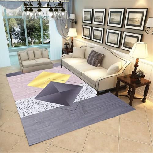 WBDYMX Bettvorleger Schlafzimmer Jungen Jugendzimmer 90x150CM Teppich Für Terrasse Rosa Gelb Blau Grau Geometrischer Waschbar In Waschmaschine Groß von WBDYMX
