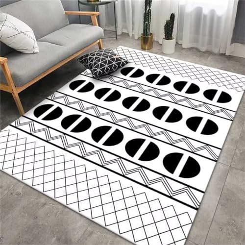 WBDYMX Büro Bodenmatte300x400CM Baby Teppich Junge Teppich modern Design Waschbarer ethnischer Teppich mit geometrischem Muster Schwarz von WBDYMX