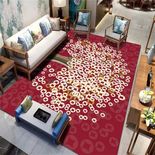 WBDYMX Büro Teppich Design 160x230CM Balkon Boden rot Moderner Blumenteppich Bettumrandung Moderne teppiche von WBDYMX
