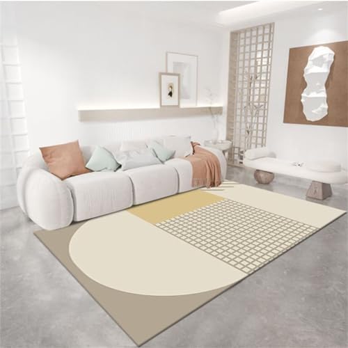 WBDYMX Carpet Living Room waschbarer Teppich Wohnzimmer 70x200CM Teppich Esstisch läufer Gelb Waschbarer Teppich mit Gittermuster für das Wohnzimmer von WBDYMX