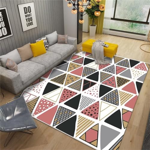 WBDYMX Carpet Living Room80x160CM Kinderzimmerteppich Junge Teppich dünn Weicher und bequemer Teppich mit modernem geometrischem Design Mehrfarbig von WBDYMX