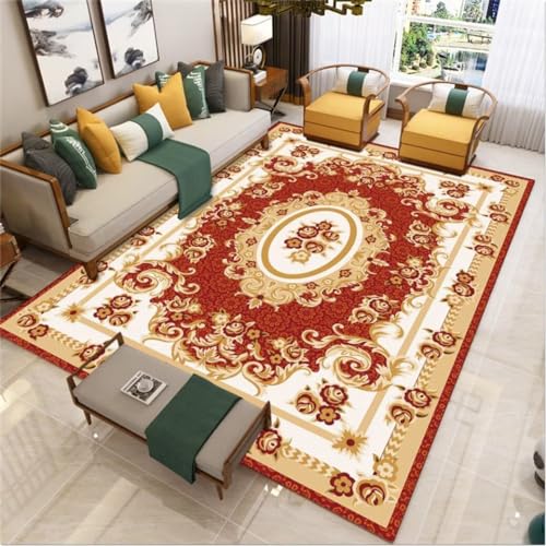 WBDYMX Carpet Living Room80x160CM Küchen Teppiche teppiche & matten Pflegeleichter Vintage-Teppich mit Blumenmuster Rot von WBDYMX