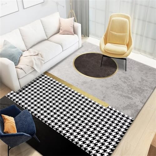 WBDYMX Carpet Living Room80x160CM Teppich Jungen Jugendzimmer Teppich Bürostuhl Geeignet Moderner, haustierfreundlicher Teppich mit Karomuster dunkelgrau von WBDYMX