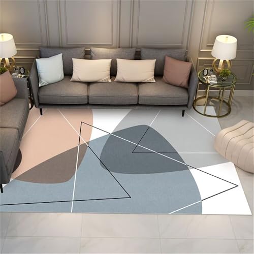 WBDYMX Couch Wohnzimmer Teppich Room Decor 120x200CM Klein blau Grauer moderner geometrischer vorzimmer Teenager Zimmer deko von WBDYMX