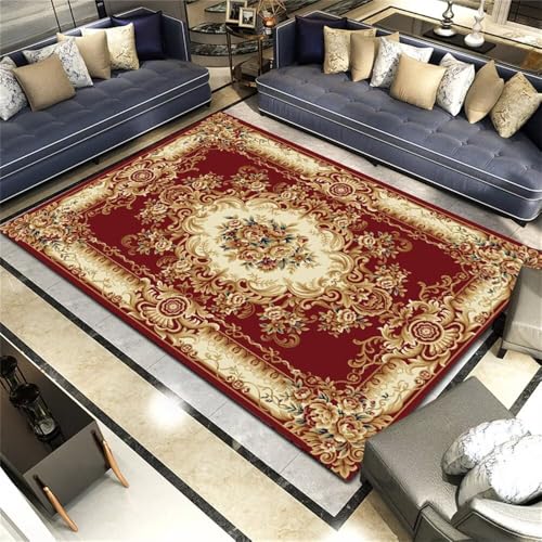 WBDYMX Dekoration Teenager Mädchen Zimmer Schlafzimmers Kinderteppich 140x200CM Antirutschmatte Teppich rot Vintage-Blumenteppich kurzflor Outdoor groß WBDYMX Dekoration Teenager Mädchen Zimmer Schlafzimmers Kinderteppich 140x200CM Antirutschmatte Teppich rot Vintage-Blumenteppich kurzflor Outdoor groß von WBDYMX