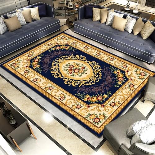 WBDYMX Günstig Teppich Mädchen 100x200CM kuche modern blau Gelber Vintage-Blumenteppich Sofa Teppiche vorleger WBDYMX Günstig Teppich Mädchen 100x200CM kuche modern blau Gelber Vintage-Blumenteppich Sofa Teppiche vorleger von WBDYMX