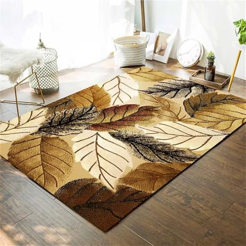 WBDYMX Kinderteppiche Mädchen waschbarer Teppich kinderzimmer 90x150CM vorleger Braun mit Vintage-Blattmuster kurzflor Kinderteppich WBDYMX Kinderteppiche Mädchen waschbarer Teppich kinderzimmer 90x150CM vorleger Braun mit Vintage-Blattmuster kurzflor Kinderteppich von WBDYMX