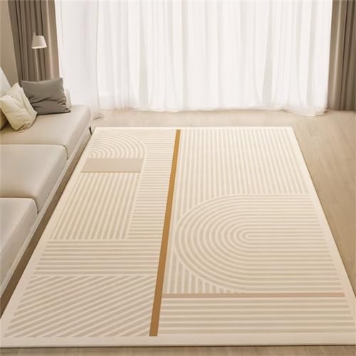 WBDYMX Kleiner Teppich 50x80CM Bettvorleger rutschfest Teppich Esstisch Creme Farben Französischer Teppich weicher Schlafzimmerteppich gestreifter Teppich Teppich Kind von WBDYMX