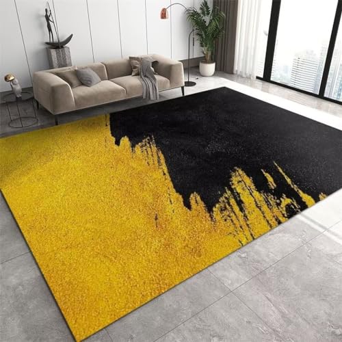 WBDYMX Kleiner Teppich 50x80CM Großer Teppich Teppich Weich Gelb Schwarzer Teppich für Jungenzimmer schmutzabweisend moderner Teppich Teppich Kinderzimmer Maedchen von WBDYMX