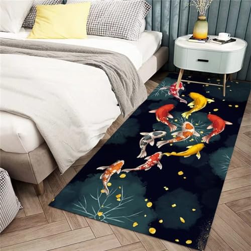 WBDYMX Küche Teppich60x110CM Teppich Draußen teppiche modern Designer für Wohnzimmer Langlebiger Antifouling-Teppich mit 3D-Fischmuster Farbe von WBDYMX