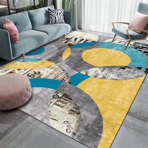 WBDYMX Küchen Teppiche Teppich pflegeleicht 60x110CM Baby Teppich Teppich Für Bürostuhl Gelb Geometrisches Muster bequemer Teppich für Kinderzimmer von WBDYMX