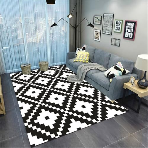 WBDYMX Moderne Wohnzimmeraccessoires Anti rutsch Pads 140x200CM Dekoration Schlafzimmer Teppich schwarz Weißer moderner Karierter Couch fußbodenheizung geeignet WBDYMX Moderne Wohnzimmeraccessoires Anti rutsch Pads 140x200CM Dekoration Schlafzimmer Teppich schwarz Weißer moderner Karierter Couch fußbodenheizung geeignet von WBDYMX