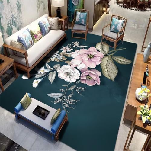 WBDYMX Outdoor Teppich Wetterfest Klein Dekoration Schlafzimmer 200x300CM Wohnzimmer Türkis Rosa orientalischer Blumenteppich Kunst Kinderteppich WBDYMX Outdoor Teppich Wetterfest Klein Dekoration Schlafzimmer 200x300CM Wohnzimmer Türkis Rosa orientalischer Blumenteppich Kunst Kinderteppich von WBDYMX