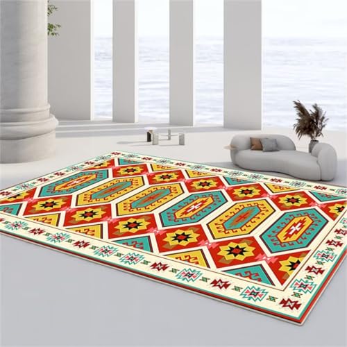 WBDYMX Outdoor Teppiche70x140CM Teppiche Wohnzimmer Teppich treppe Waschbarer ethnischer Teppich mit geometrischem Muster Farbe von WBDYMX