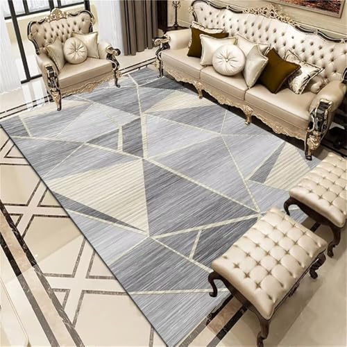 WBDYMX Rutschstopp Teppich Esszimmer Zubehör 50x80CM großformatige teppiche Grau Schmutzabweisender moderner geometrischer fussmatte aussen bodenschutzmatte von WBDYMX