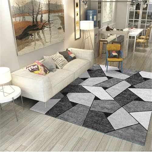 WBDYMX Schlafzimmer Nachttisch Teppich Teppichboden Auslegware 120x180CM Zimmer deko Teenager Grau Moderner geometrischer Waschbare Teppiche In Waschmaschine korridor von WBDYMX