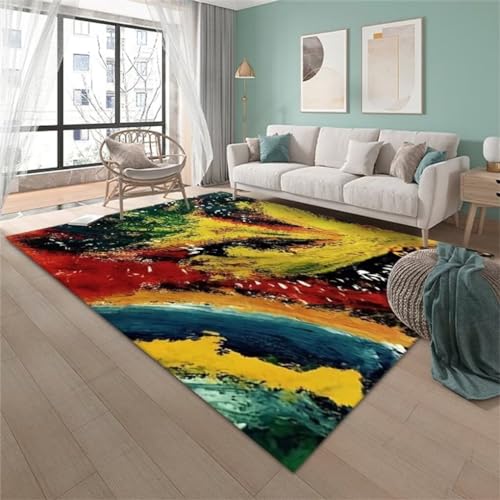 WBDYMX Spiele Teppich120x120CM Teppich Antirutschmatte Teppich Für Bürostuhl Waschbarer dekorativer Teppich mit abstraktem Design Farbe von WBDYMX