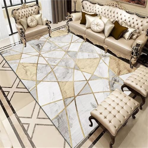 WBDYMX Tepich In Wohnzimmer Teppich modern 100x200CM flurteppich läufer lang Grau Gelber rechteckiger Wohnzimmerteppich fußmatte schmal Auslegware Teppichboden von WBDYMX