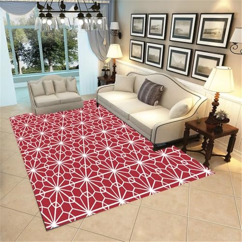 WBDYMX Tepiche Für Wohnzimmer Modern Washable floral Rug 100x120CM Dekoration rot Moderner geometrischer Blumenteppich fußmatte außen lauferteppich Flur von WBDYMX